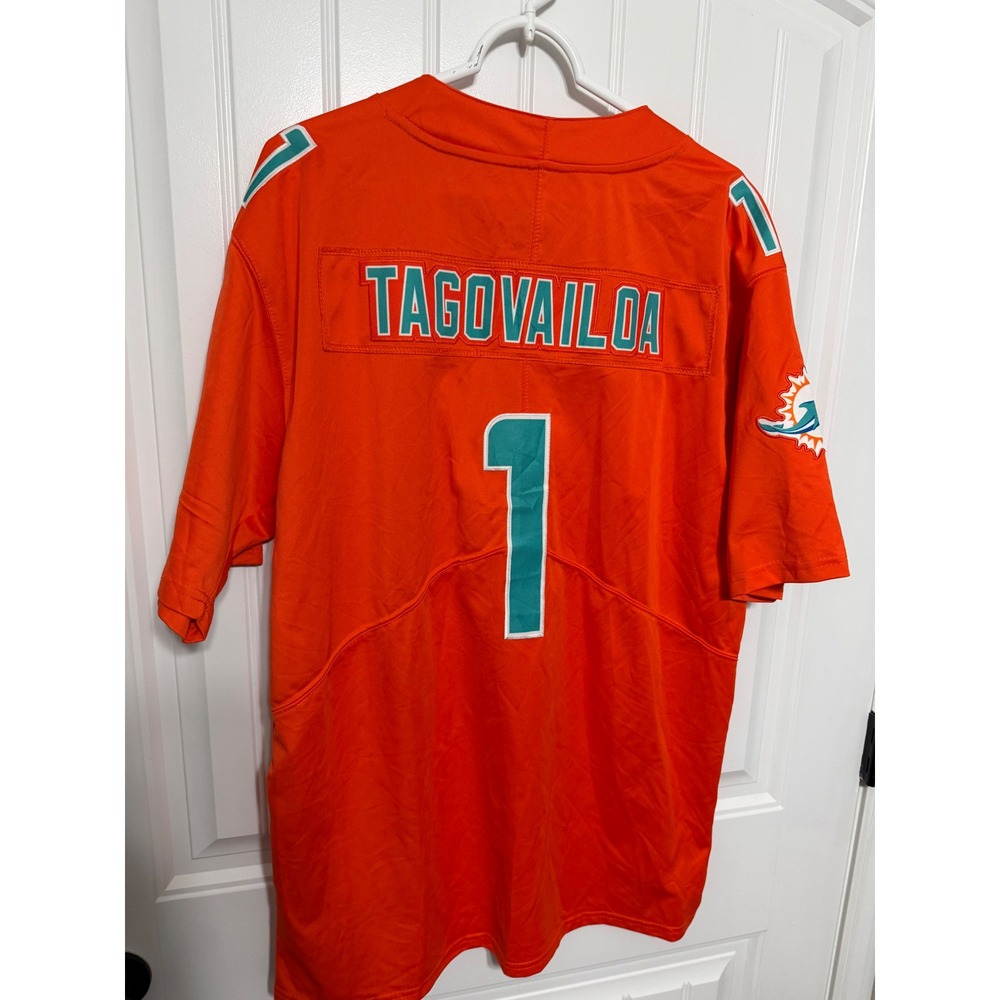 Nike Miami Dolphins Jersey Mens Large Orange Tua Tagovailoa 1 NFL On Field - Picture 3 of 7